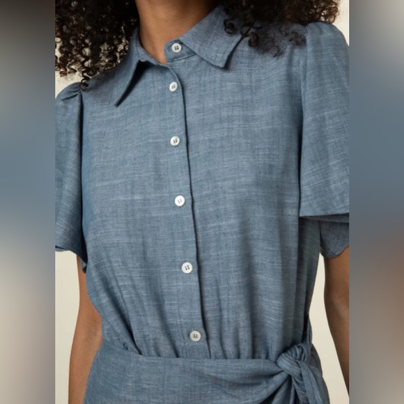 Frnch Kathleen chambray dress side waist tie size medium - Picture 3 of 12